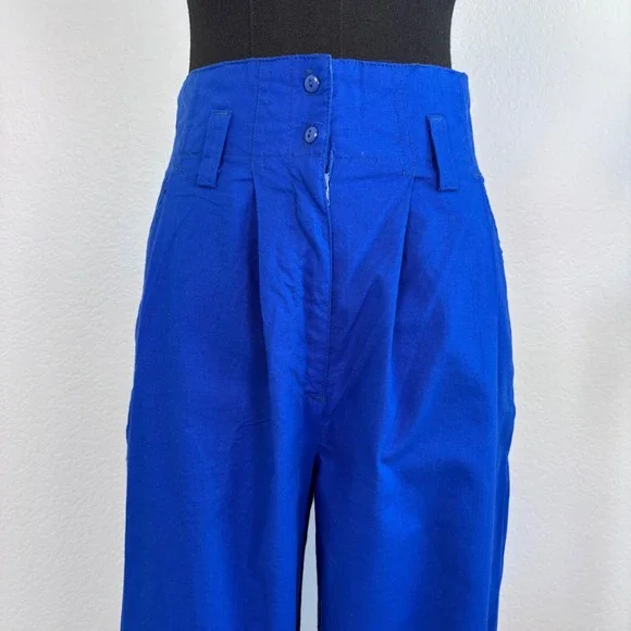 Art to Wear by Ken Done VNTG Blue High Waisted Pleated Tapered Pants Size Small - Picture 15 of 16